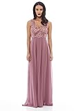AX Paris Women's Lace Top Maxi Mauve Dress(Pink, Size:4)