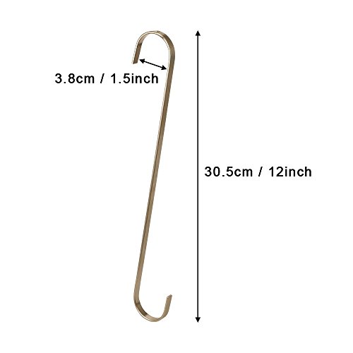 S Hooks, VIPITH 4 Pack 12 inch Stainless Steel Metal Long S Shaped Hooks Heavy- Duty S Hanging Hooks Hangers for Pan&Pot Kitchenware Planter Bag Towel Umbrella Folder Cage in Kitchen Bedroom Bathroom