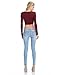 KOGMO Womens Long Sleeve Basic Crop Top Round Neck With Stretch -S-BURGUNDY