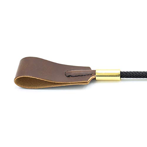 HOT TIME Horse Riding Crop 18" Fiberglass Shaft with Leather Whip Stick (Brown) - Thumbnail 2