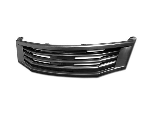 R&L Racing Front Grill Compatible with Honda Accord 4D/4DR 08-10 | Black Finished MU Style Badgeless Hood Bumper Grille