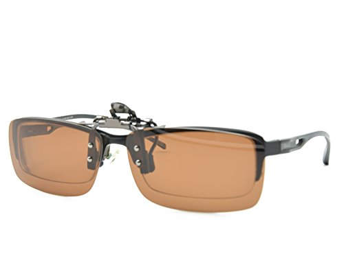 Besgoods Cycling Sport Polarized Clip-on Flip up Metal Clip Sunglasses Lenses Glasses Unbreakable Driving Fishing Outdoor (Brown)