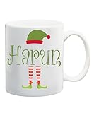 Personalized Harun Name Elf Christmas Coffee Mug