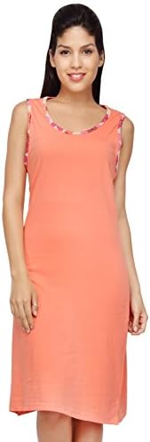Nuteez Women's 100% Cotton Knitted Comfort Fit Printed Long Tank Tops Lounge Sleep Wear Night Wear | Large | Blue Color