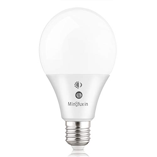 Dusk to Dawn Light Bulb 8W No Flickering Auto On/Off Led Light Bulbs Automatic Sensor Lights A19 E26 Base Porch Lights for Garden Garage Yard Porch Patio (Daylight White, 1PACK)