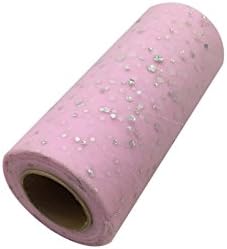 6" x 25 Yards Home Craft Glitter Tulle Roll Spool Table Runner Table Centerpieces Tutu Skirt for Wedding Baby Shower Festival Event Chair Table Decorations Jar Bouquet (Light Pink)