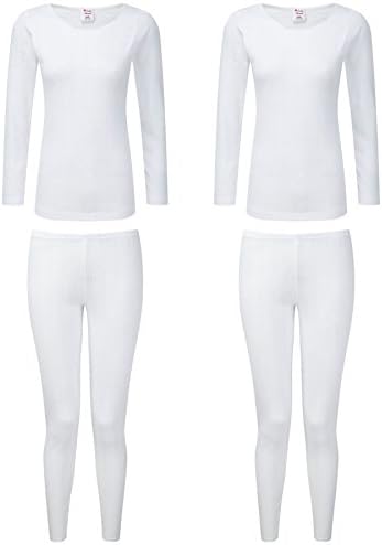 Heatwave® Pack of 2 Ladies Thermal Long Sleeve Top & Pants Set, Baselayer Underwear Set, Black White, Size 10-24