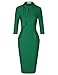 MUXXN Women's Classic 50s 60s Half Collar Office Dresses Mid Length Homecoming Graduation Dress Green S
