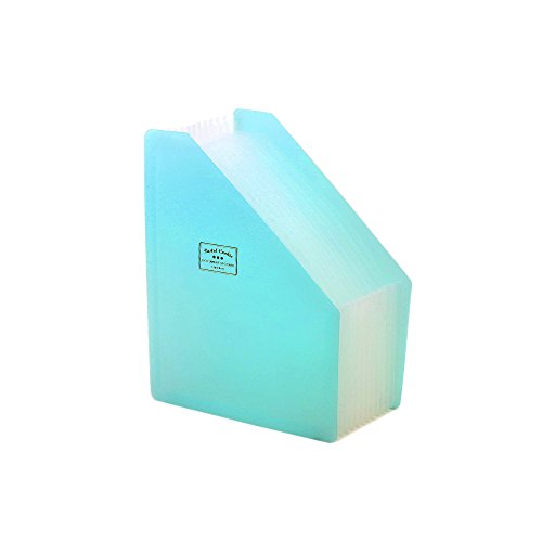 HYFAN Desktop File Organizer Box Desk Vertical Expanding File Folder Plastic Document Holder for Office School Supplies ( Blue )