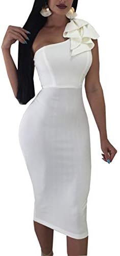 Women's Sexy One Shoulder Bodycon Dress Summer Sleeveless Mini Dress Plus Size