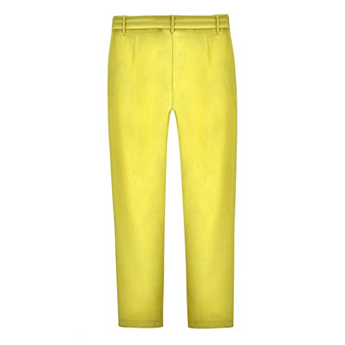 Botrong Pants for Women, Solid High Waisted Loose Pencil Pants Stretch Long Trousers with Pockets Yellow