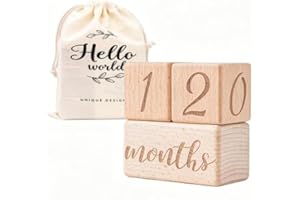 Wooden Age Blocks Milestone Blocks Set for Monthly Milestone Photo Props Set Newborn Weekly Monthly First Year Picture Props 