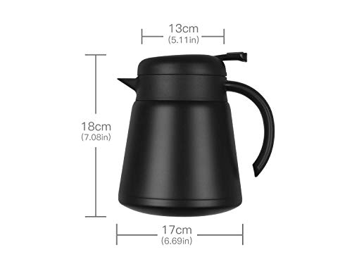Luvan 304 18/10 Stainless Steel Thermal Carafe/Double Walled Vacuum Insulated Coffee Pot with Press Button Top,24+ Hrs Heat&Cold Retention,BPA Free,for Coffee,Tea,Beverage etc (black-1, 27 OZ)
