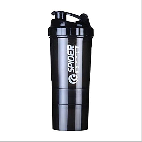 Creative Protein Powder Shake Bottle Mixing Bottle Sports Fitness Kettle Protein Shaker Sports Water Bottle,500ml,Black