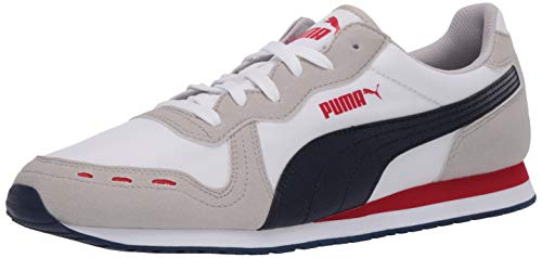 PUMA Women's Cabana Run Sneaker, White-Gray Violet-Peacoat-High Risk Red, 10.5