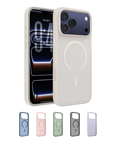 Belkin SheerForce Grip MagSafe Compatible iPhone 17 Pro Max Case with Slim Design & Anti-Slip Side Lines - Magnetic, Transparent, & Shockproof Protective iPhone Case - Sand