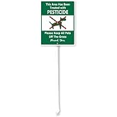 Ymaotrade Area Treated with Pesticides, Keep Pets Off Grass Signs for Yard with Stake, Sturdy Aluminum Sign Rust Free, Sign Decoration for Yard Garden Lawn Outdoor 7"×8.8"