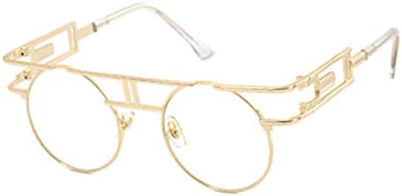 Yunadongxing Metal Frame Steampunk Sunglasses Women Men Round Gothic Sunglasses Vintage Eyeglasses UV400