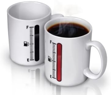APXC TANK UP FRED Funny Novelty Gas Fuel Gauge Heat Changing Coffee Tea Cup Mug