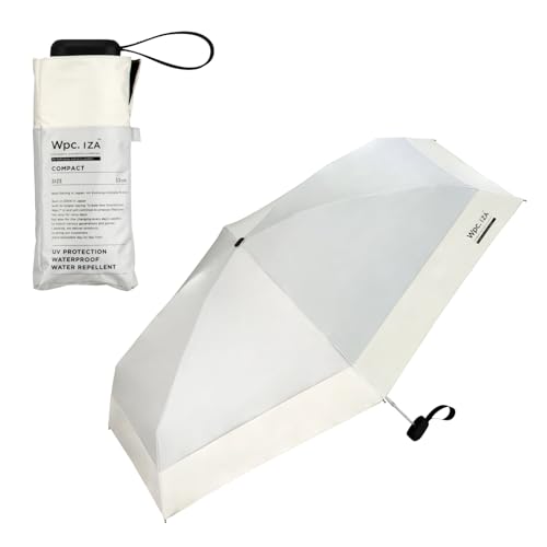 Wpc. IZA 日傘 メンズ 【手のひらサイズ】Compact 遮熱 遮光率100％ ライトグレー×オフ 親骨：53cm ZA028-001-102