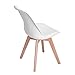 FurnitureR Set of 4 Dining Chair Tulip Natural Solid Wood Legs Design with Cushioned Pad Armless Lounge Chairs Kitchen White