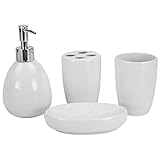 Home Basics 4Pc Bath Accessory Set White,