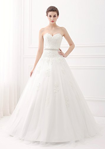 ScelleBridal Sweetheart Strapless A-line Lace Appliques Wedding Dresses for Bride Ivory 16
