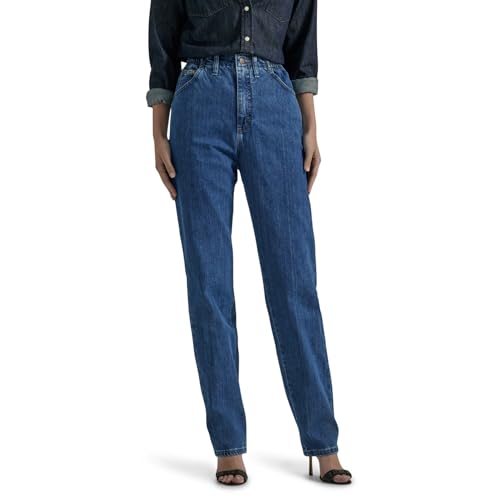 Lee Women's Relaxed Fit Side Elastic Tapered Leg Jean, Pepper Stone, 6 Long