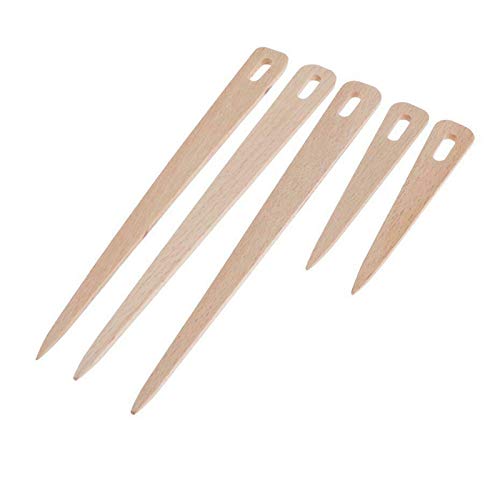 Tenrry 5 PCS Wood Hand Loom Stick Wooden Shuttle Tapestry Weaving Knit Handcrafts Tool