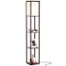 Brightech Maxwell - Modern Shelf Floor Lamp with Lamp Shade and LED Bulb - Corner Display Floor Lamps with Shelves for Living Room, Bedroom and Office - Walnut Brown