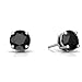 Genuine Black Onyx Round Stud Earrings .925 Sterling Silver Rhodium Finish