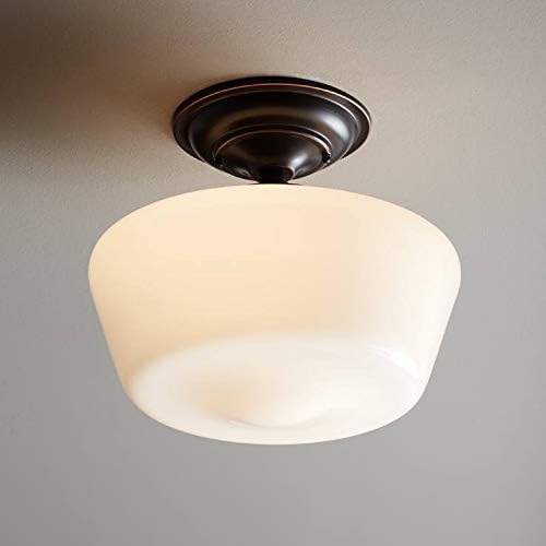 Schoolhouse Floating Ceiling Light Semi Flush Mount Fixture Bronze 12 White Glass For Bedroom Kitchen Regency Hill Ceiling Pendant Fixtures Amazon Com