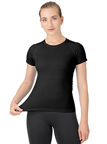 MathCat Camicie da Allenamento da Donna, a Maniche Corte, per Yoga, Allenamento, Traspirante, Atletica, Nero, S