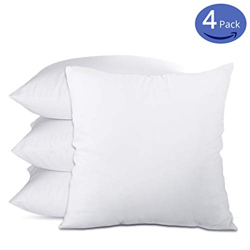 Emolli 18 x 18 Pillow Inserts (Set of 4), Throw Pillow Inserts Premium Stuffer Down Alternative,Super Soft Microfiber Filled Decorative Pillow Cushion(18