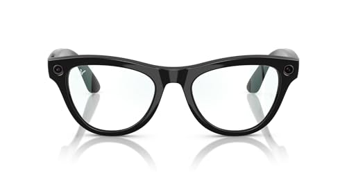 Meta Ray-Ban Meta (Gen 1), Skyler, Shiny Black | Smart AI Glasses for Men, Women — 12 MP Ultra-Wide Camera, Open-Ear Speakers for Audio, Video Recording and Bluetooth — Clear Lenses — Wearable Technology