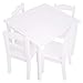 Pidoko Kids Table and Chairs Set - 4 Chairs and 1 Activity Table for Children - Educational Toddlers Furniture Set (White)