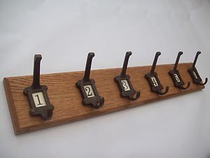 Ironmongery World Solid Oak Wooden Cast Iron Antique Hat and Coat Hooks Pegs Rail Rack C1-5 Hooks - 58cm (Image Showing 6 Hook Rack for Illustration Purposes Only)