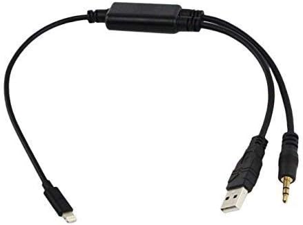 Aebor 3.5mm Car Audio Stereo USB Aux-in Charge Adapter Cable Fit BMW X1 X3 X5 1 3 5 7 Series Mini Compatible iPhone x 8 7 7Plus 6 6S Plus iPod & iPad