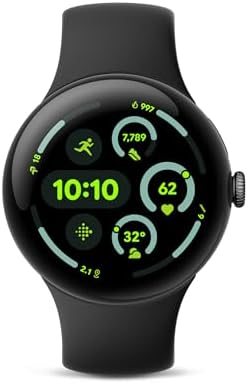 Google Pixel Watch 3 (45mm) 2024 Model - Android Smartwatch, Heart Rate Tracking, Fitbit Advanced Running, Fitness Insights, 24-Hour Battery - Matte Black Aluminum Case - Obsidian Band - Wi-Fi