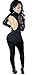 Kearia Women Sexy Sequin Jumpsuits Back Hole Nude Illusion Slim Leg Pants Jumpsuits Rompers Black Medium