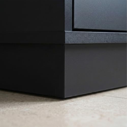 Comodino, set 2 pz, 2 cassetti, 1 vano aperto, nero