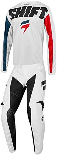 Shift MX 2019 White Label York Motocross Off-Road Dirt Bike Riding Gear Combo (Mens Red & White & Blue Jersey Medium/30W Pant)