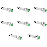 Othmro Neon Indicator XD8-1 Signal Indicator 12V Green Light 8mm Mounting Hole Diameter 36mm Length 8PCS