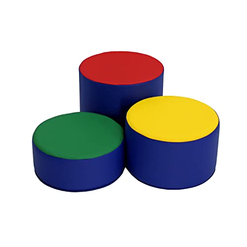 Factory Direct Partners SoftScape 15 inch Round Two-Tone Ottoman Set Flexible F…