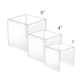 HESIN Clear Acrylic Display Risers Set of 3 Racks 3inch,4inch,5inch Shop Retail Bridge Rack (1 Set Pack)