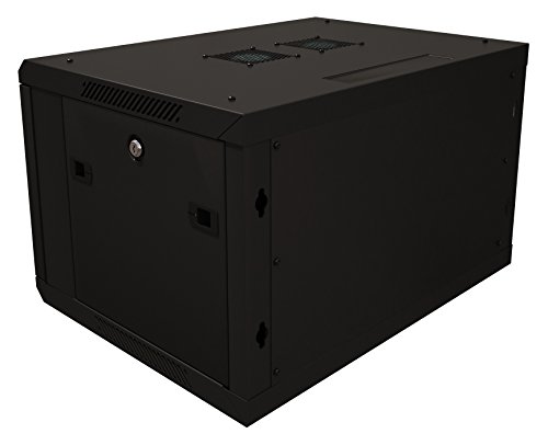 Server Rack Cabinet - 6U 19" - Tupavco TP1516 - Floor/Wall Mount Network IT Computer Electronics Media Equipment Storage Rackmount Enclosure with Glass Door and Sides Lock, Vent Fans; 17.7 inch deep