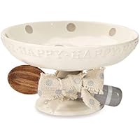 Mud Pie Happy Always - Ciotola da portata bianca, 11,4 x 30,5 cm, utensili 11 1/2 4 1/2 x 30,5 cm