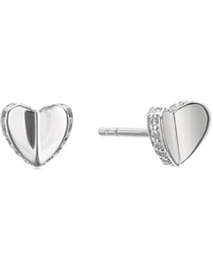 Sterling Silver Folded Heart Stud Earrings