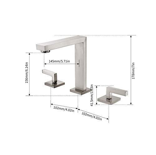 Two Handle Lavatory Bathroom Faucet, Widespread Bathroom Faucet 3 Hole 8 Inches Solid Brass Lead Free,2 Handle Vanity Basin Sink Faucet Brushed Nickel, Etel Y2513