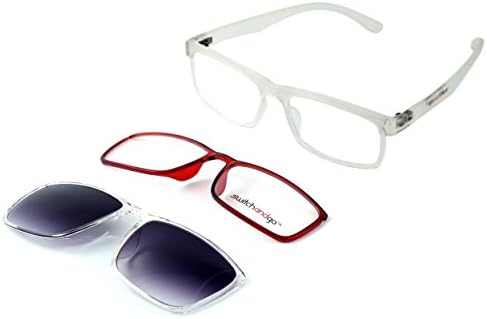 Sojourn 'Switch and Go' Swappable Designer Reading Glasses & Sunglasses 018-C5 in Matte Clear +1.50